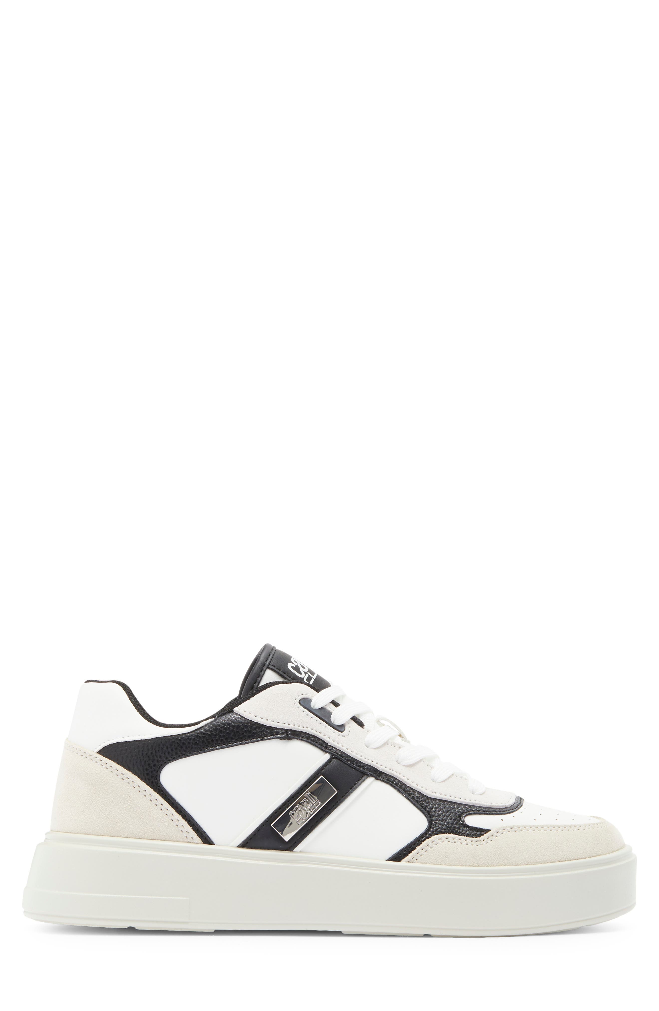 Roberto Cavalli Cavalli Class Low Top Sneaker, Alternate, color, White/ Black/ Farro