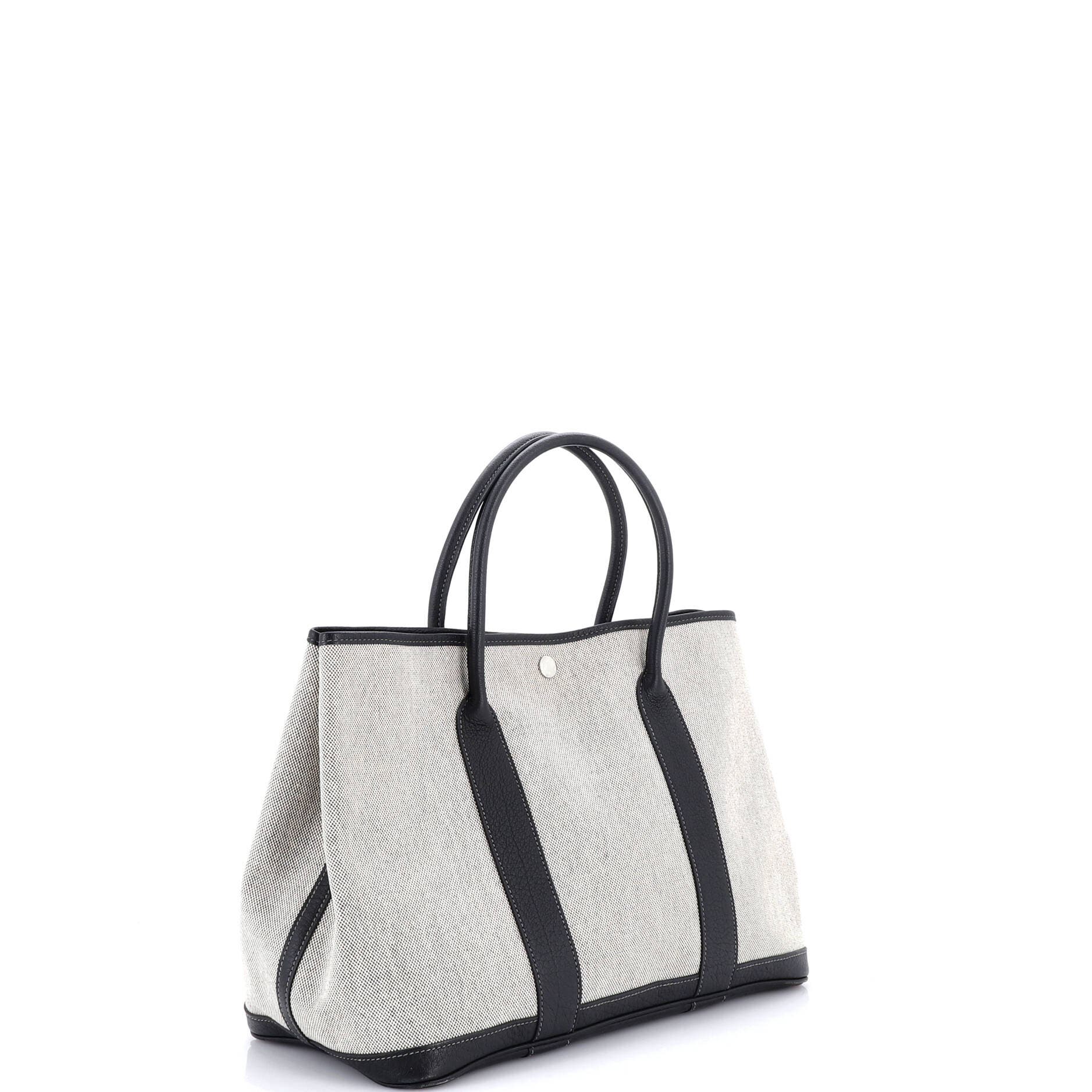 Pre-Owned Hermes Garden Party Tote Toile and Leather 36, Alternate, color, Bleu Indigo