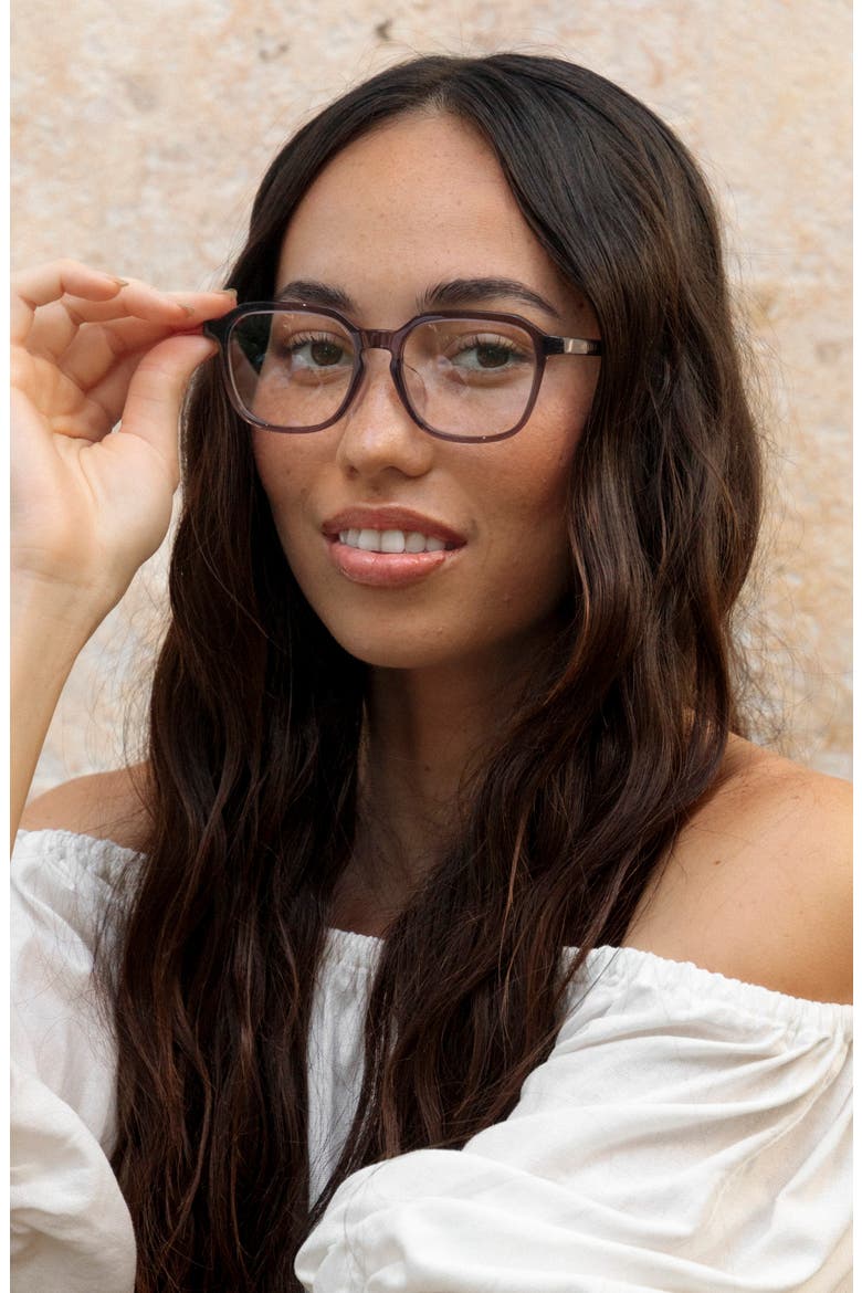Hau Oli 53mm Low Bridge Square Optical Glasses, Alternate, color, CARIBBEAN CONCH / CLEAR LENSES