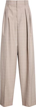 Bottega Veneta Prince of Wales Wool Wide Leg Trousers