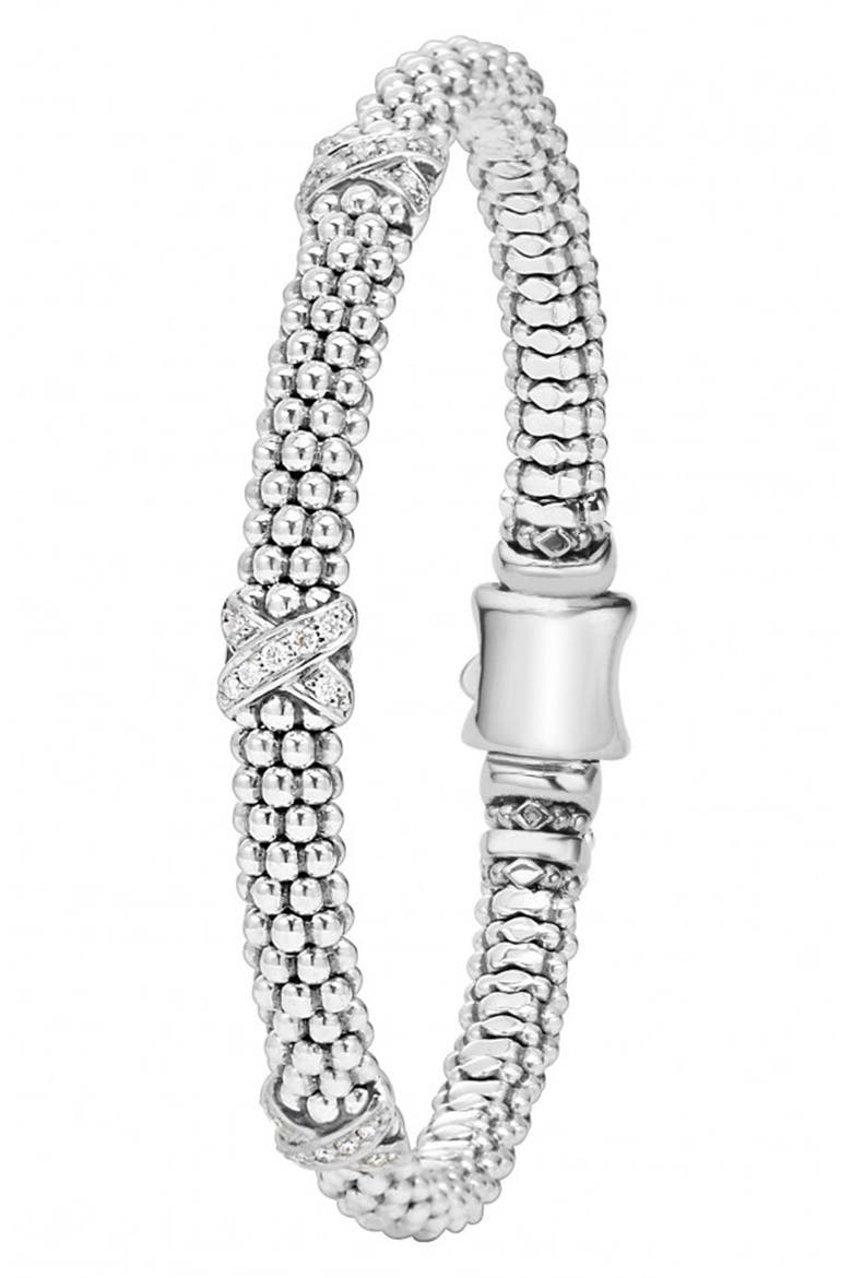 Signature Caviar Diamond Rope Bracelet, Alternate, color, STERLING SILVER