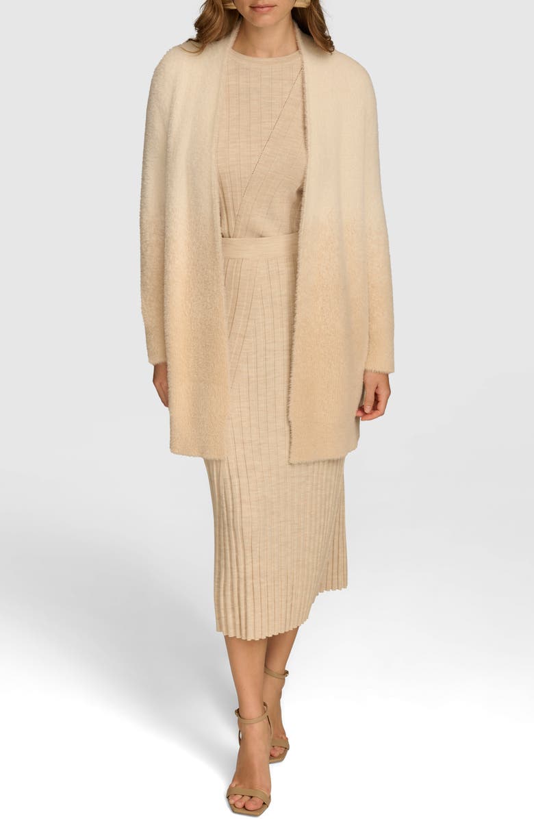 Donna Karan New York Ombré Open Front Cardigan, Alternate, color, Ivory/ Biscuit