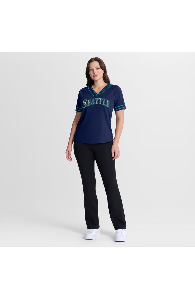FANATICS Women's Fanatics Navy Seattle Mariners Diva Race Ahead Raglan V-Neck T-Shirt, Alternate, color, Navy