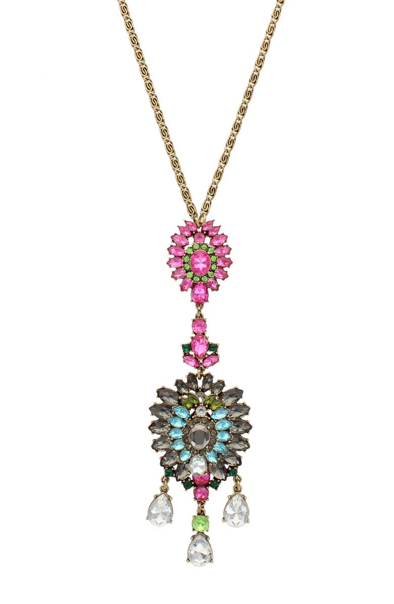OLIVIA WELLES Floral Detail Necklace, Main, color, Burnished Gold / Multi