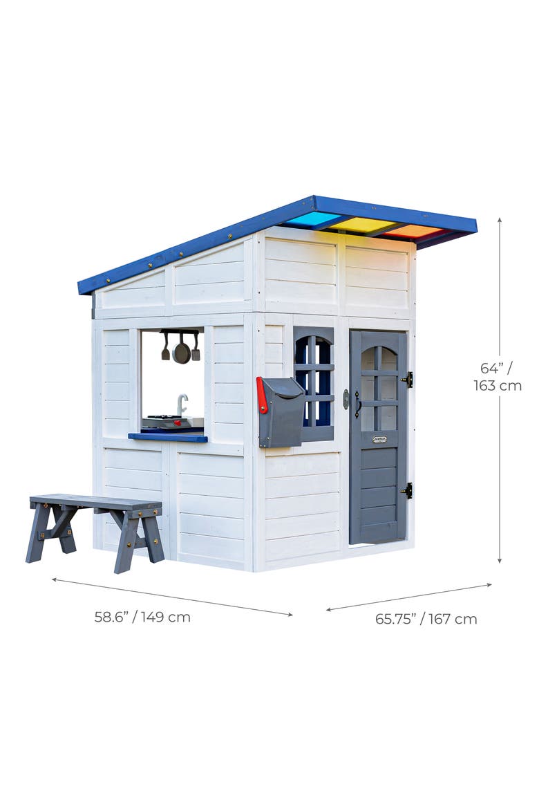 Rainbow Shade Wooden Playhouse, Alternate, color, WHITE
