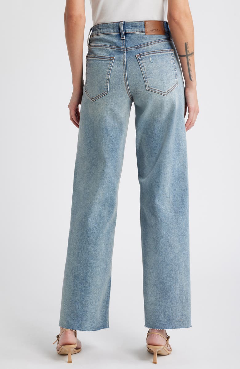 HIDDEN JEANS Raw Hem Mid Rise Dad Jeans, Alternate, color, Medium Wash
