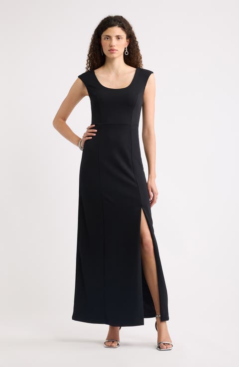 Scoop Neck Seamed Maxi Dress