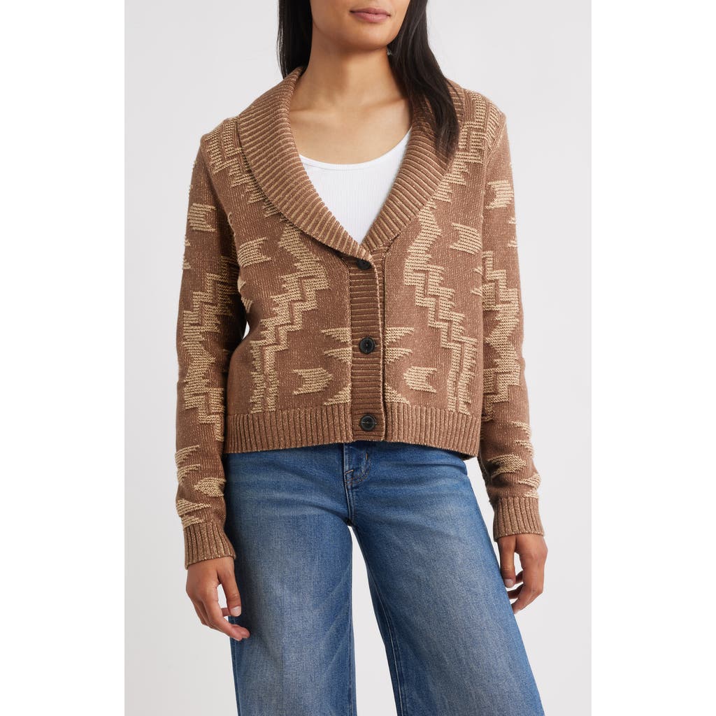Pendleton Textured Cotton Cardigan In Brown