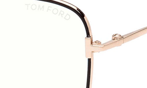 Tom Ford 55mm Butterfly Blue Light Blocking Optical Glasses In Rose Gold Black Enamel