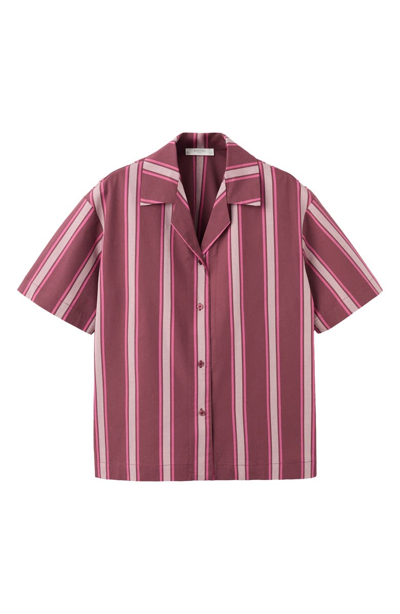 MANGO Stripe Short Sleeve Cotton Pajama Top, Alternate, color, Fuchsia