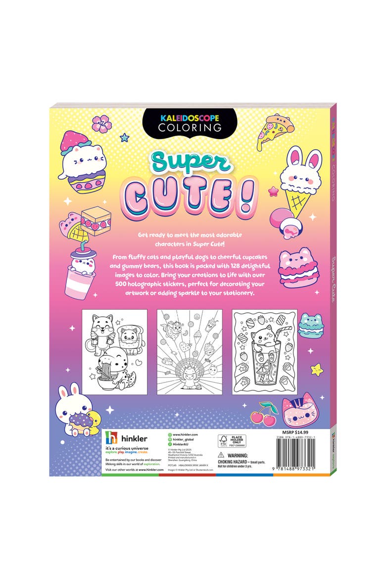Super Cute Sticker Coloring Book,128 Pages, 500+ Stickers, Alternate, color, Multicolored