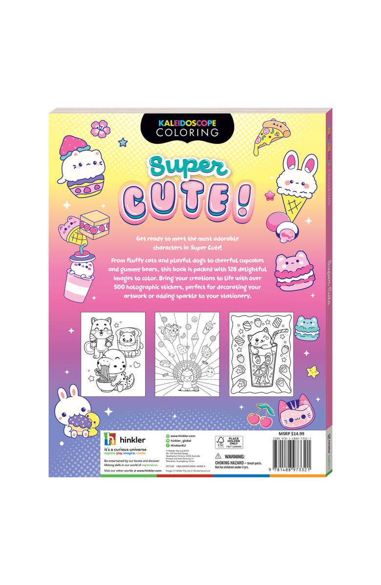 KALEIDOSCOPE Super Cute Sticker Coloring Book,128 Pages, 500+ Stickers, Alternate, color, Multicolored
