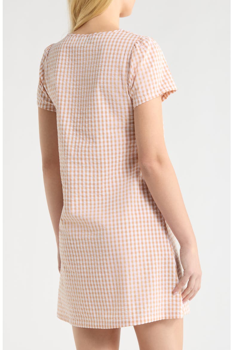 Gingham Seersucker Nightgown, Alternate, color, TAN COMBO