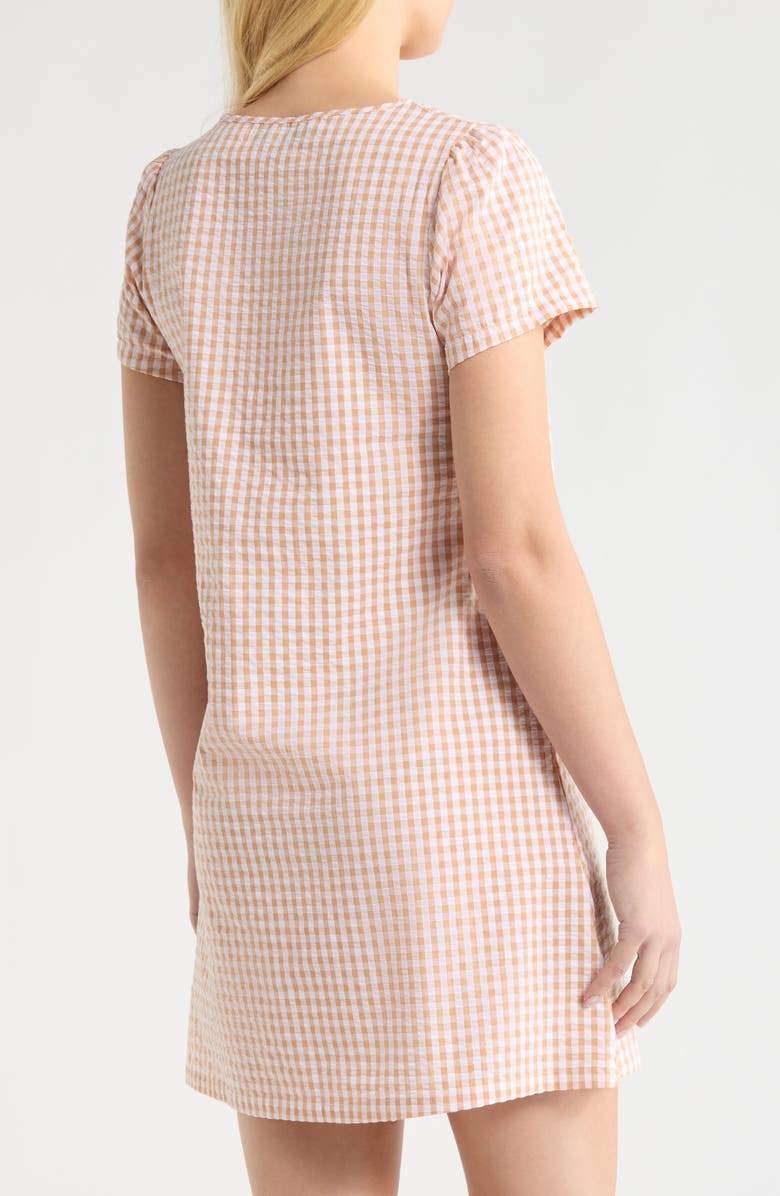 French Connection Gingham Seersucker Nightgown, Alternate, color, Tan Combo