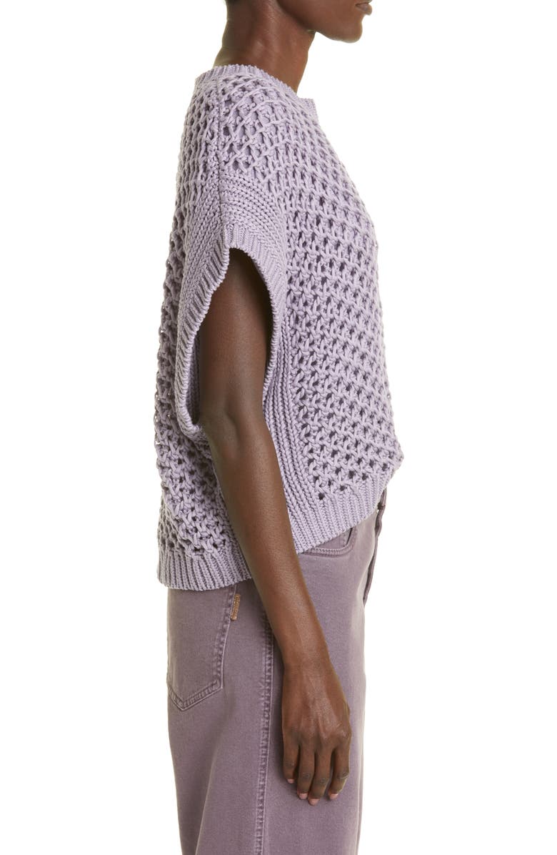 Brunello Cucinelli Open Knit Cotton Sweater, Alternate, color, 