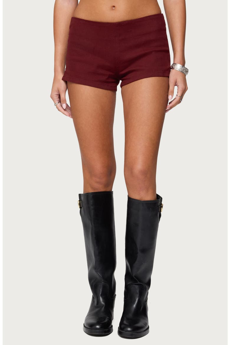Dinah Low Rise Denim Micro Shorts, Main, color, BURGUNDY