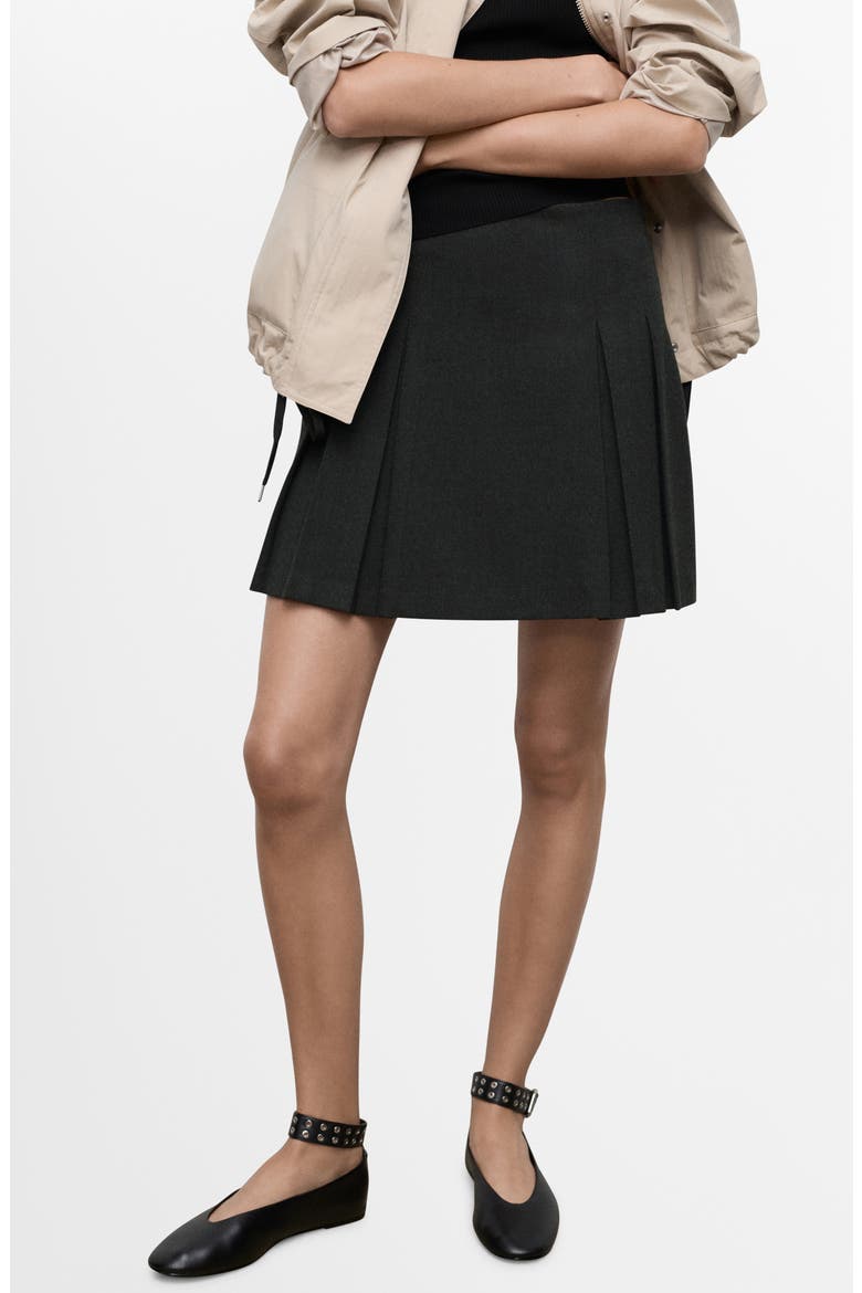Pleated Miniskirt, Main, color, GREY