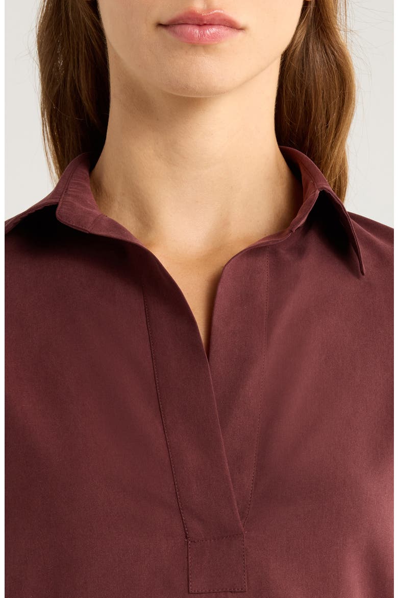 Mirko Silk Crepe Popover Top, Alternate, color, CHERRY