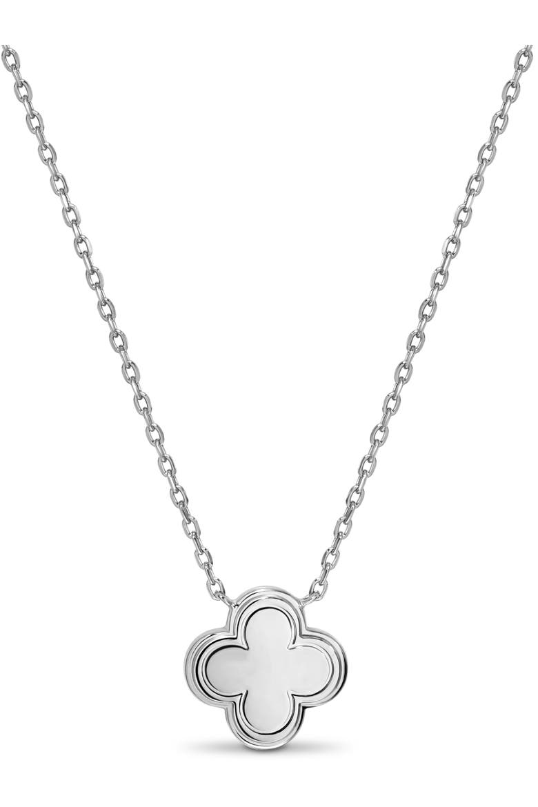 Clover Necklace in Rhodium Plated Sterling Silver, Main, color, Silver