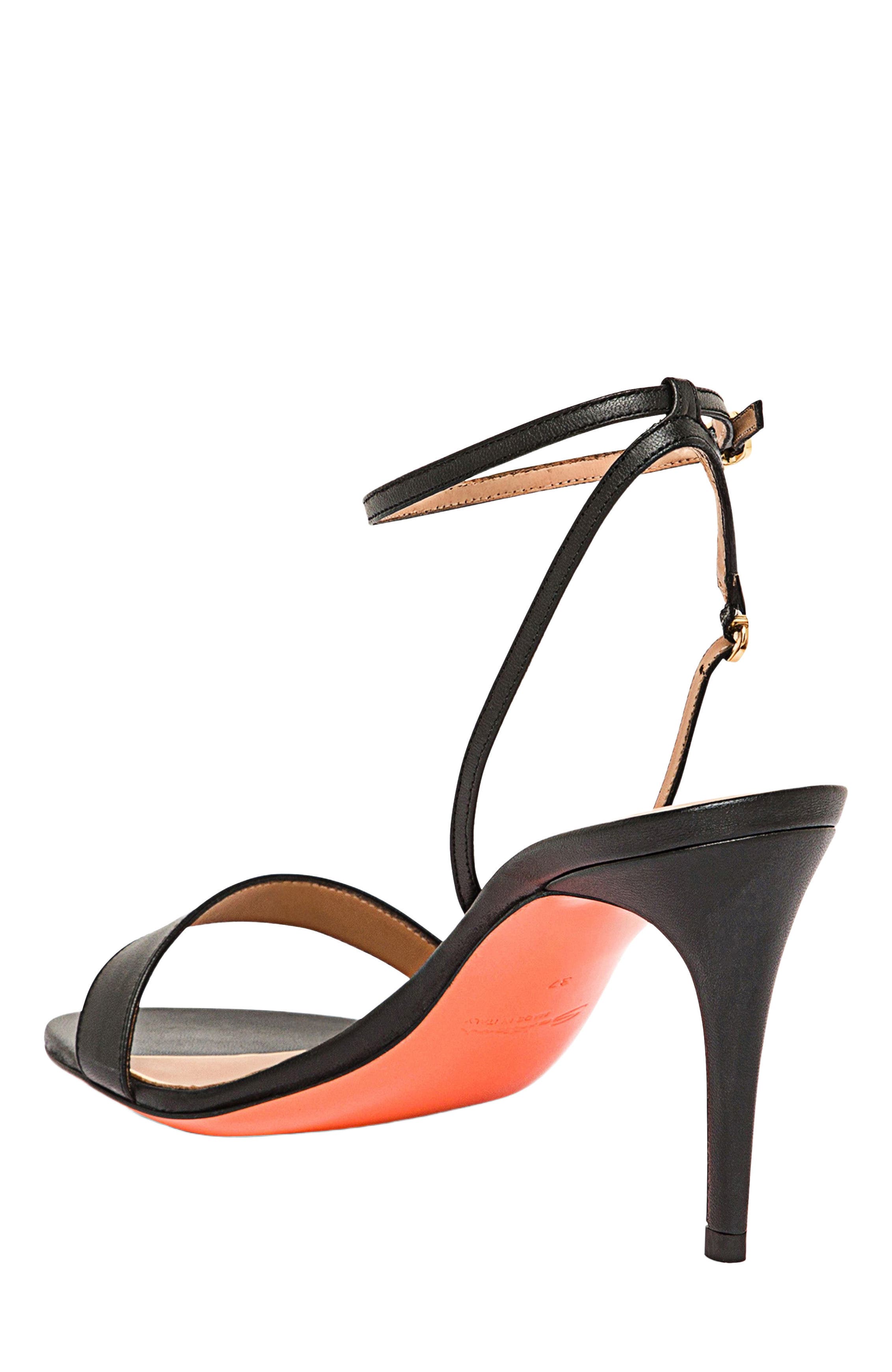Santoni Leather high-heel sandal, Alternate, color, Black
