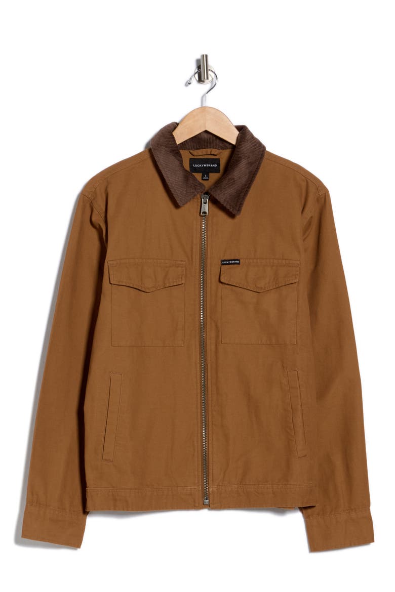 Corduroy Collar Cotton Canvas Work Jacket, Alternate, color, ERMINE