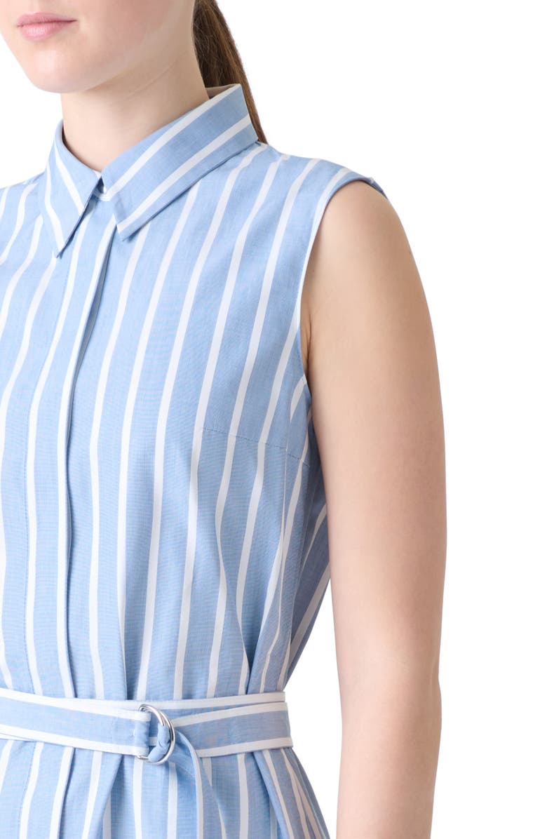Akris punto Stripe Belted Cotton Midi Shirtdress, Alternate, color, Medium Blue-Cream