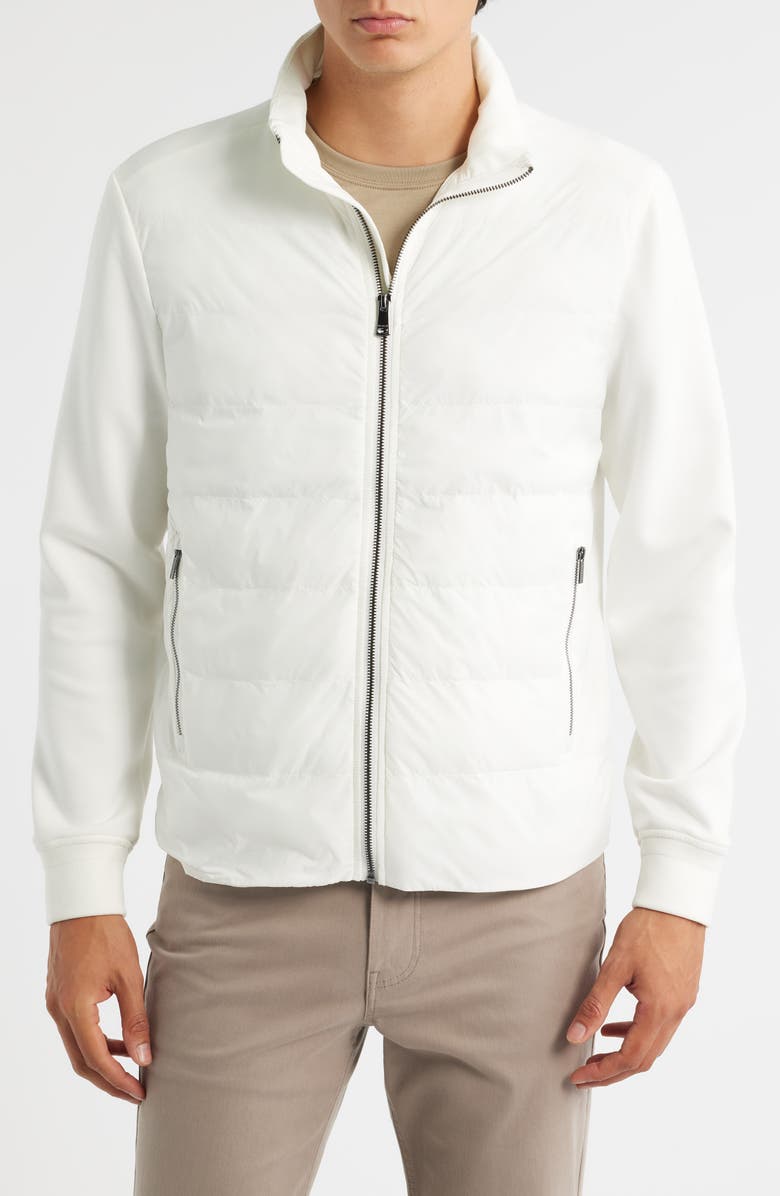 Bugatchi Soft Touch Quilted Zip-Up Bomber Jacket, Alternate, color, Chalk