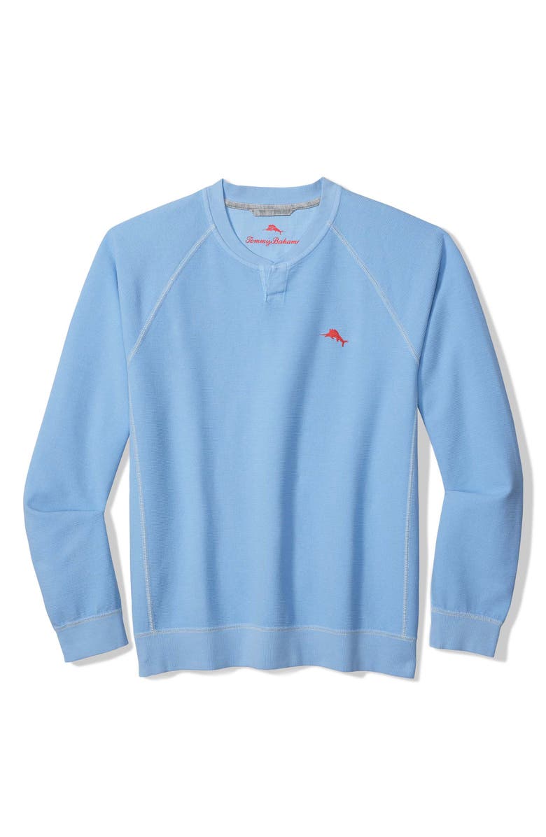 Tommy Bahama Montego Bay Abaco Long Sleeve Cotton & Lyocell Notch Neck Sweatshirt, Main, color, Dusk Blue