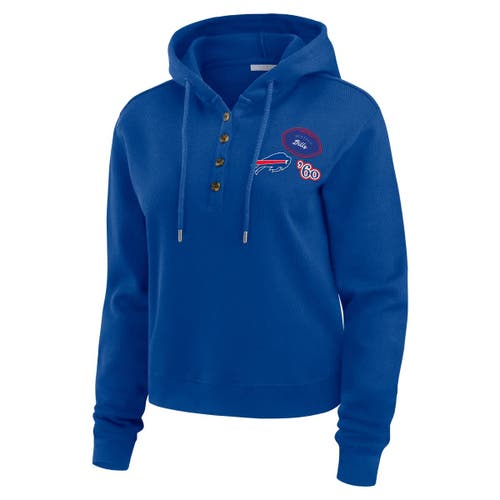 Wear By Erin Andrews Royal Buffalo Bills Waffle Hoodie Pullover Top In Royal