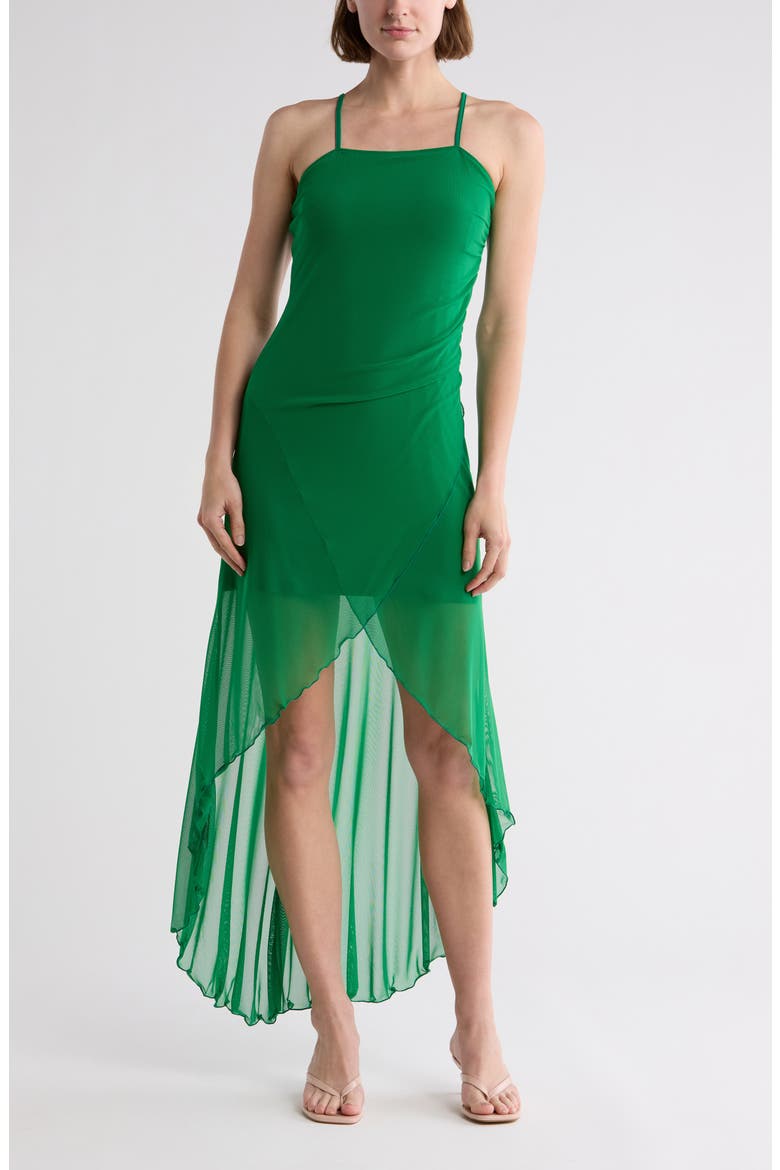 High Low Mesh Dress, Main, color, KELLY GREEN