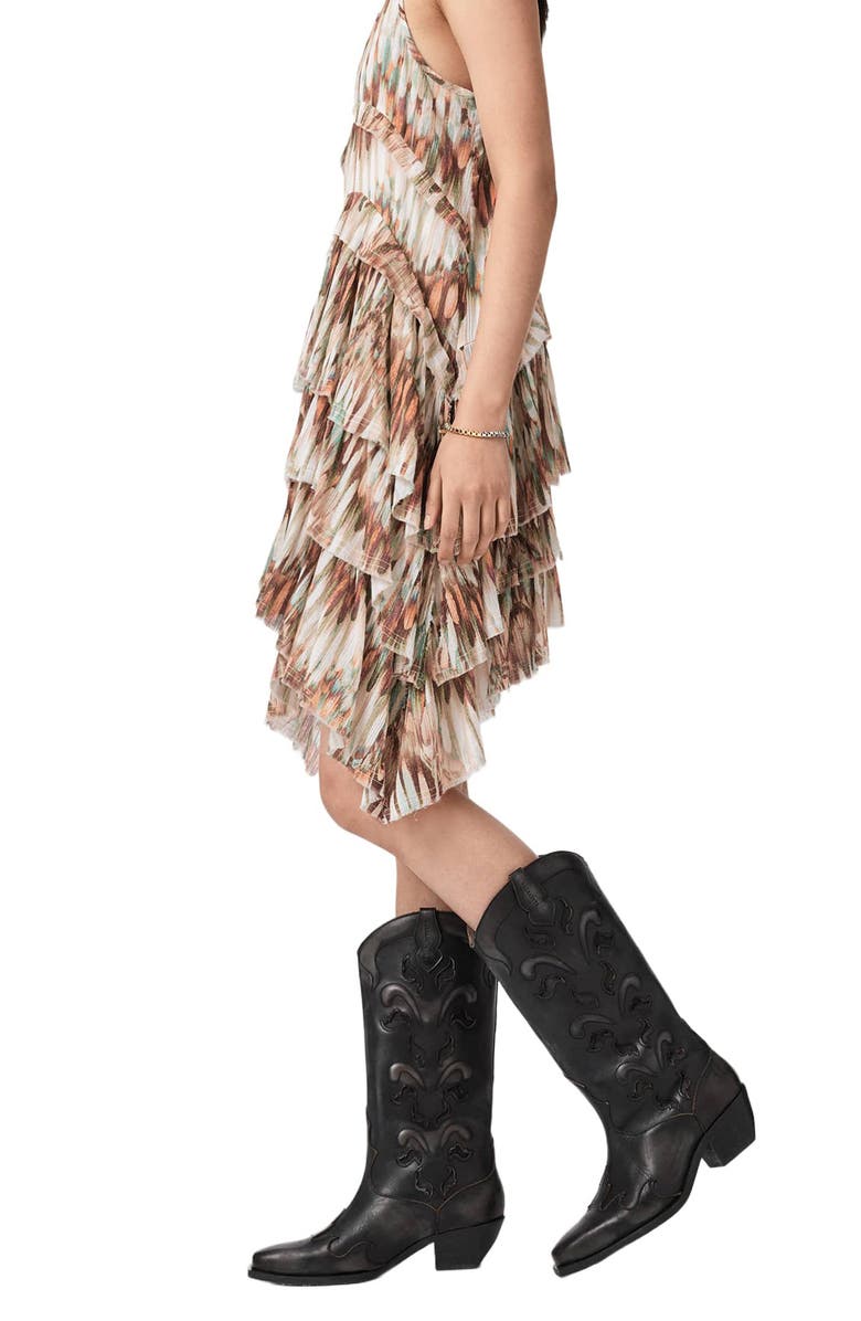 AllSaints Cavarly Tiered Asymmetric Hem Cotton Dress, Alternate, color, Oceano Soft Pink