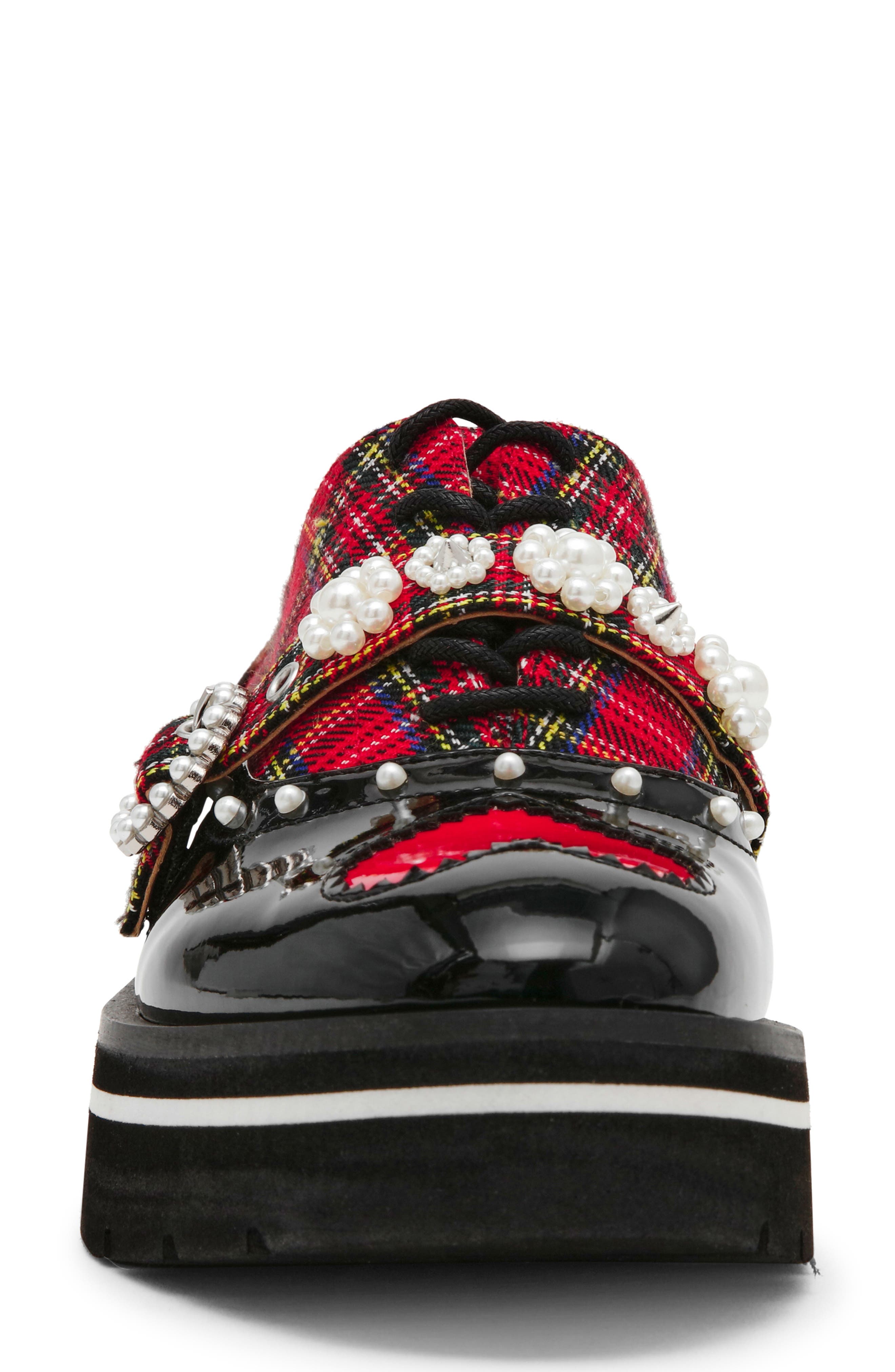 Betsey Johnson Simonee Buckle Derby, Alternate, color, Red Plaid
