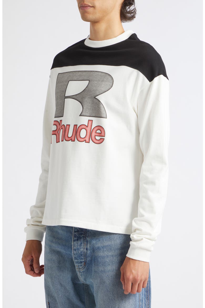 Racing Panel Long Sleeve Graphic T-Shirt, Alternate, color, WHITE/ BLACK/ RED