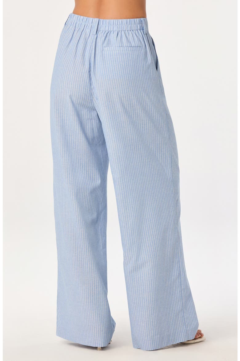 Linsey Pinstripe Wide Leg Cotton & Linen Pants, Alternate, color, BLUE STRIPE