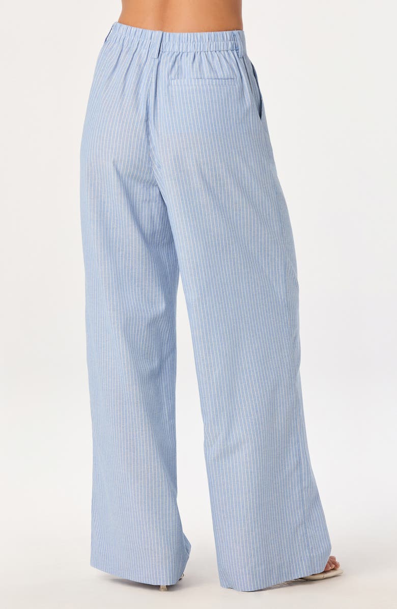 ASTR the Label Linsey Pinstripe Wide Leg Cotton & Linen Pants, Alternate, color, Blue Stripe