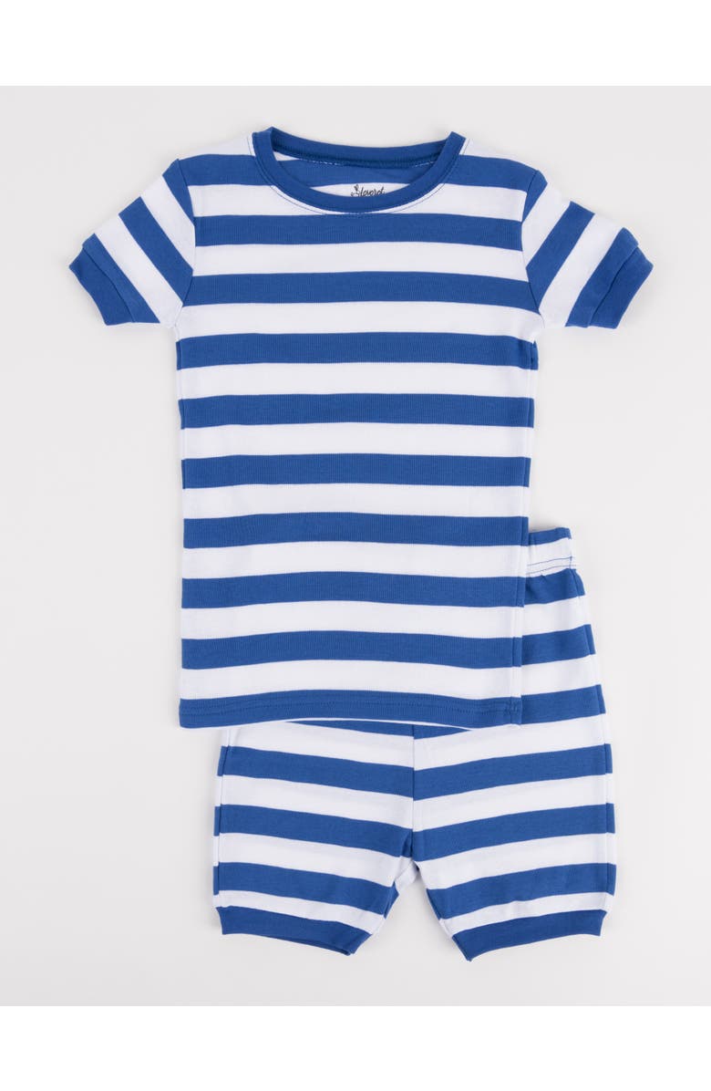 Leveret Kids Short Sleeve Cotton Striped Matching Family Pajamas, Main, color, Blue & White