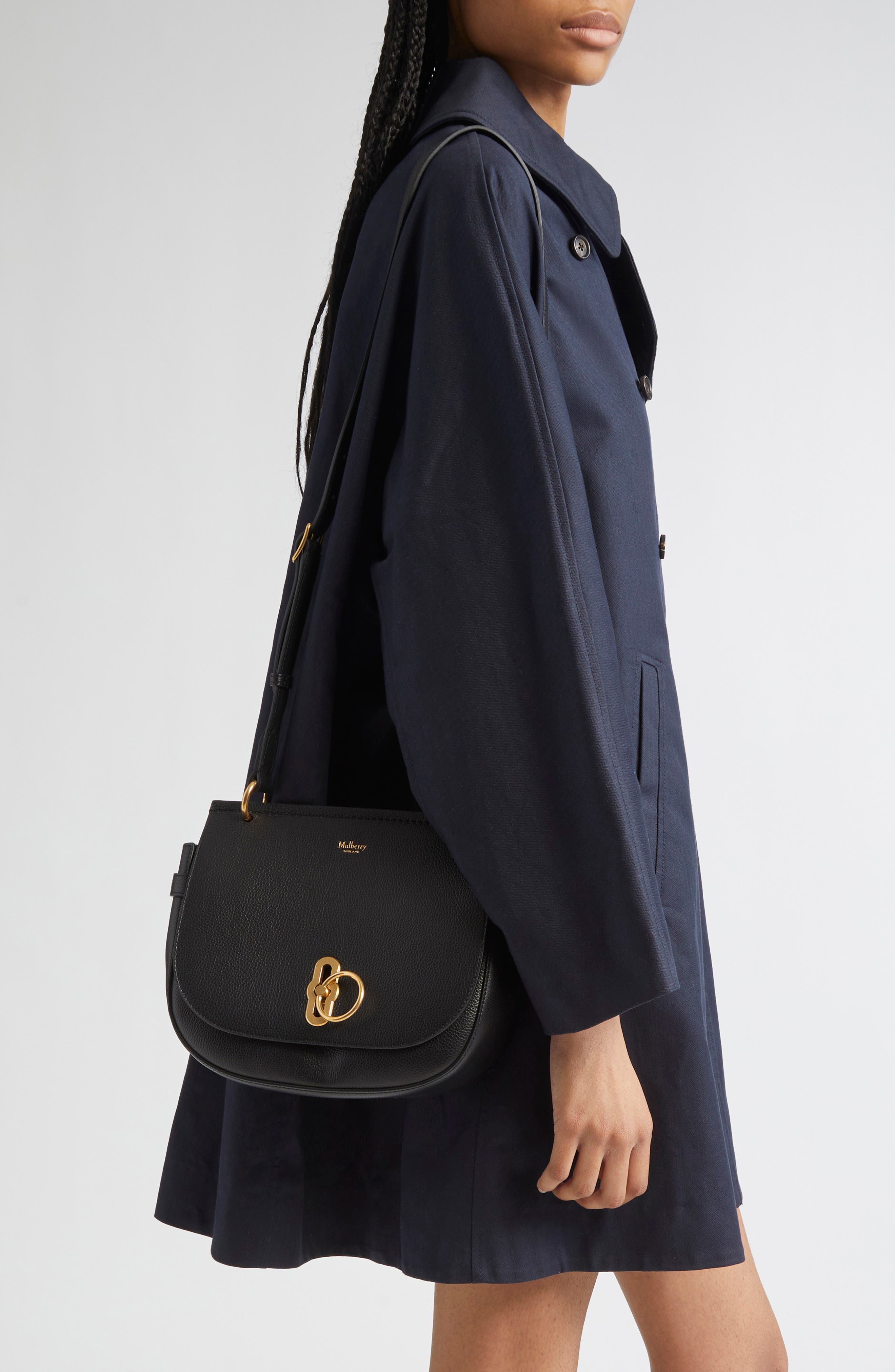 Mulberry Amberley Leather Satchel, Alternate, color, Black