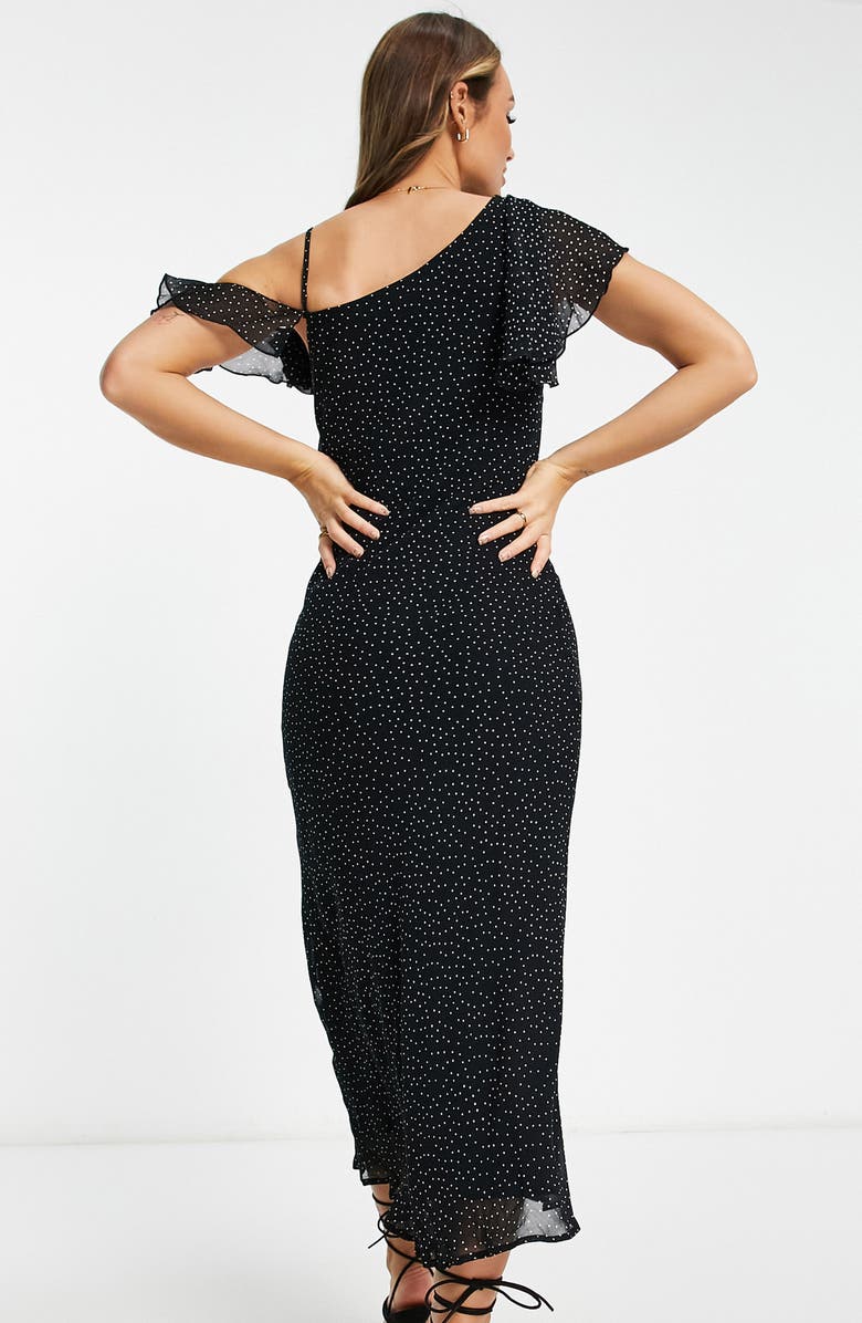 ASOS DESIGN Cowl Neck Polka Dot Midi Dress, Alternate, color,