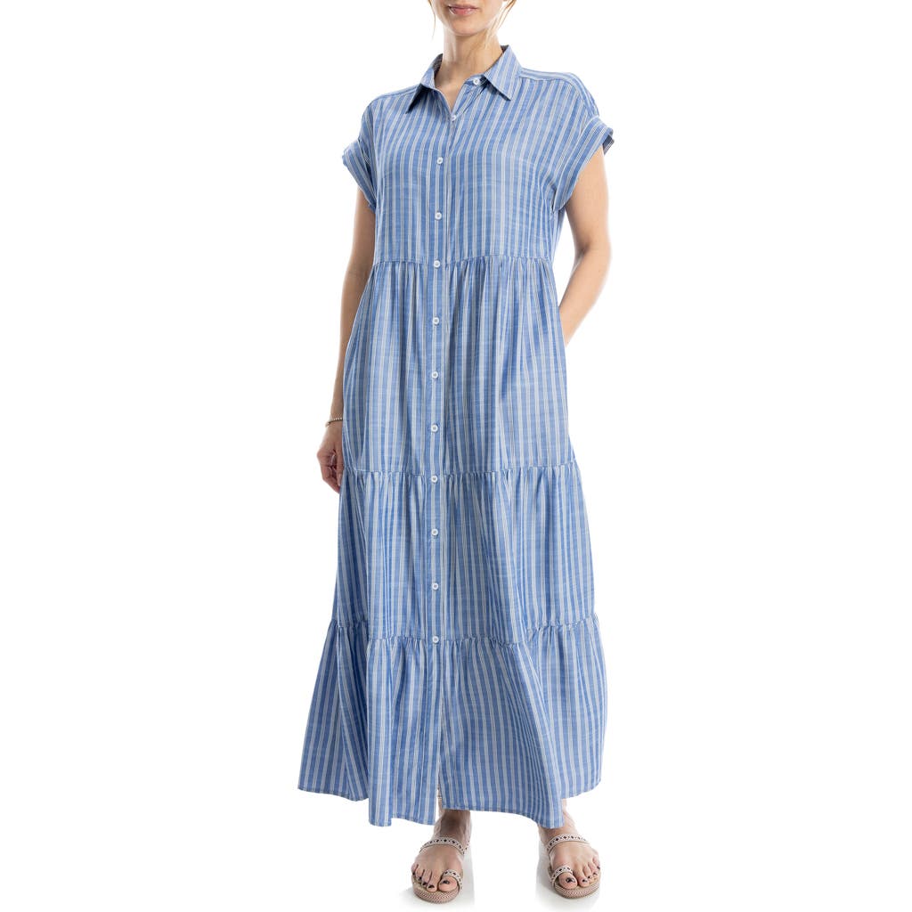 Max Studio Tiered Maxi Shirtdress In Multi