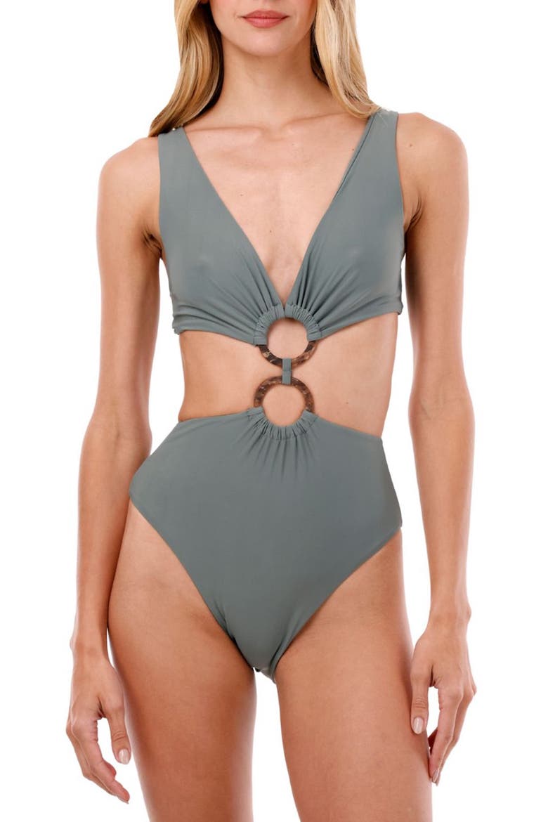 Serenity Danza O-Ring One-Piece Swimsuit, Main, color, SERENITY GREEN