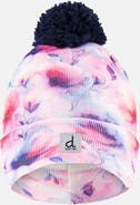 Deux par Deux Winter Floral Fleece-Lined Pompom Knit Hat