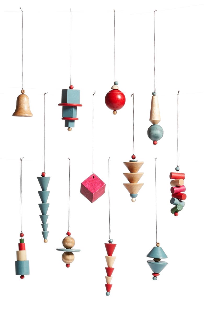 SUBU IC Design Bauhaus Set of 12 Wood Ornaments, Main, color,