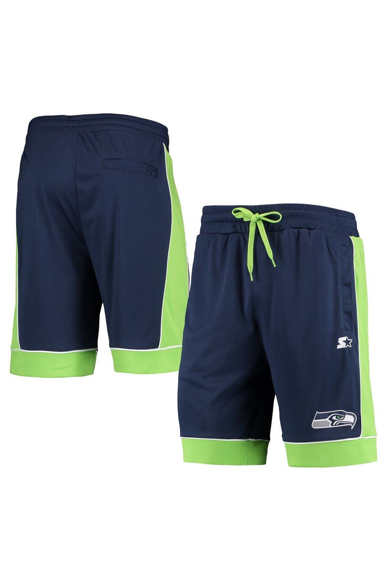 Men's Starter College Navy/Neon Green Seattle Seahawks Fan Favorite Fashion Shorts, Main, color, Navy