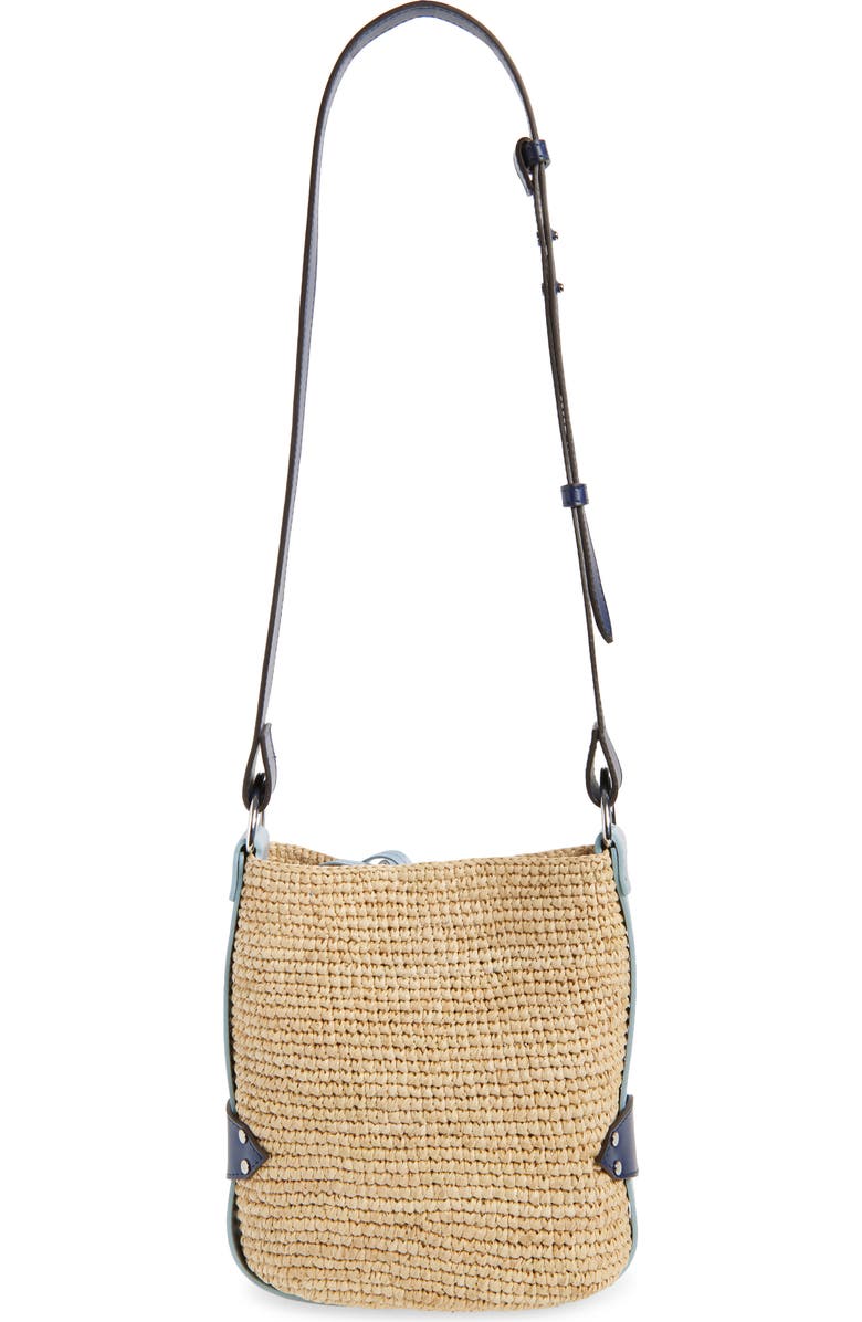 Isabel Marant Mini Bayia Raffia Bucket Bag, Alternate, color, Natural/ Blue