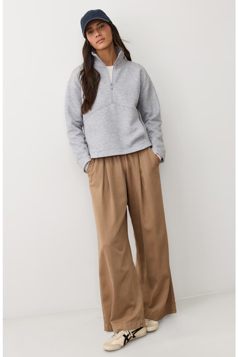 Corbet Quilted Half-Zip Sweatshirt, Alternate, color, HEATHER GREY