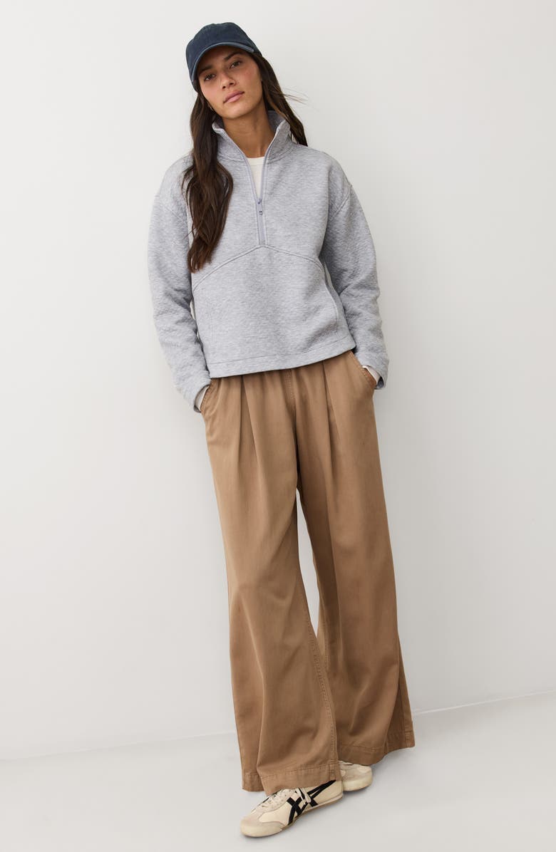 Marine Layer Corbet Quilted Half-Zip Sweatshirt, Alternate, color, Heather Grey