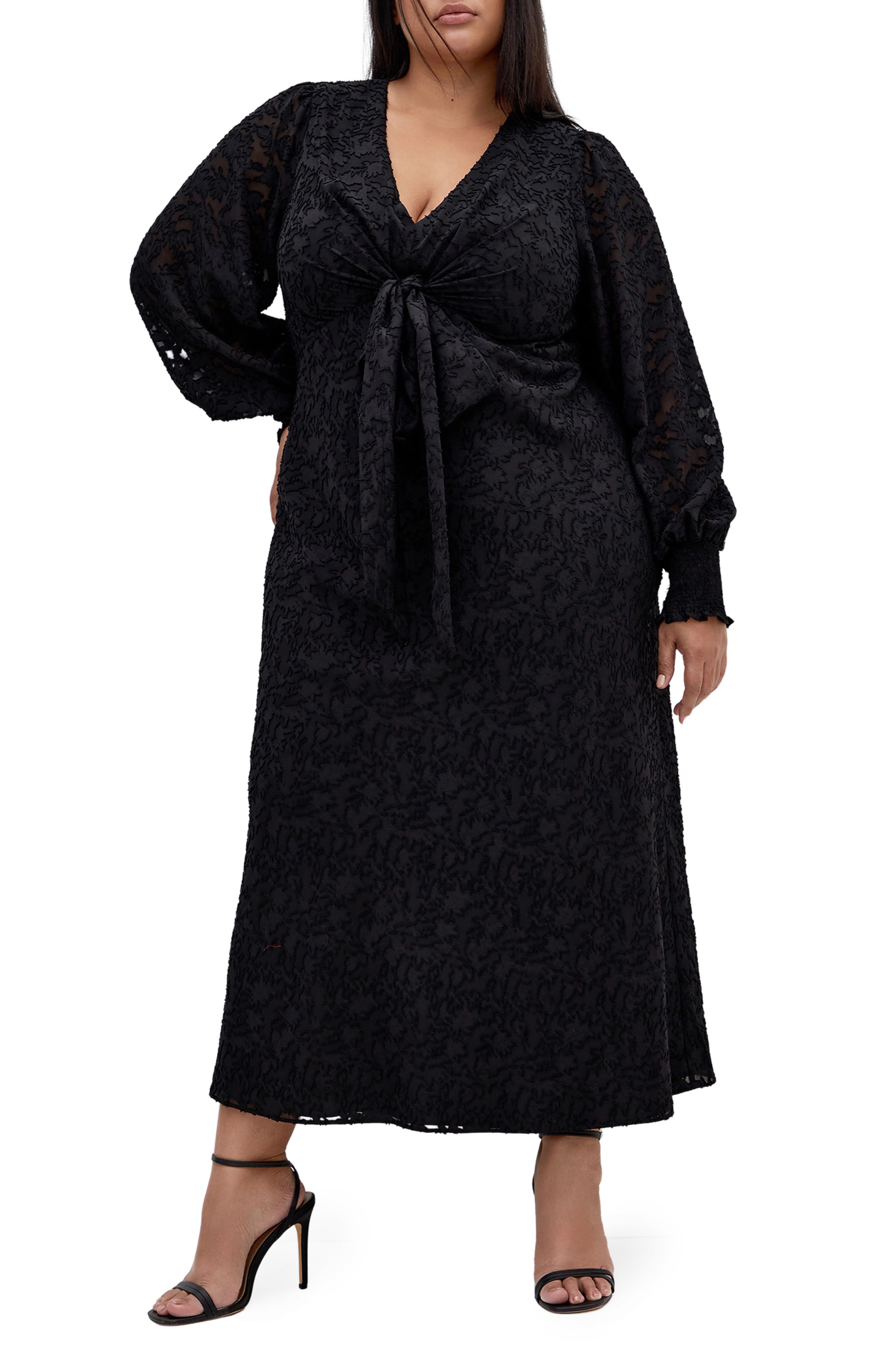 Marci Textured Print Long Sleeve Maxi Dress