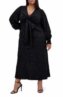 Marci Textured Print Long Sleeve Maxi Dress