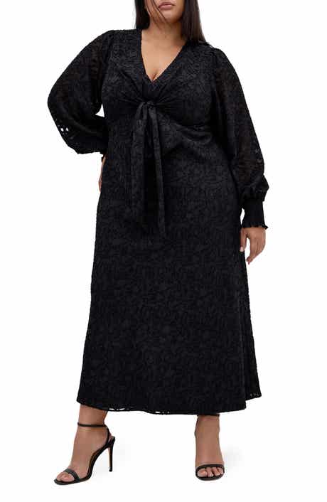 Marci Textured Print Long Sleeve Maxi Dress