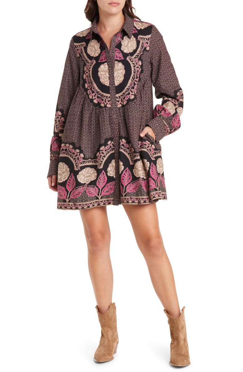 Free People Smell the Roses Long Sleeve Cotton Shirtdress, Main, color,